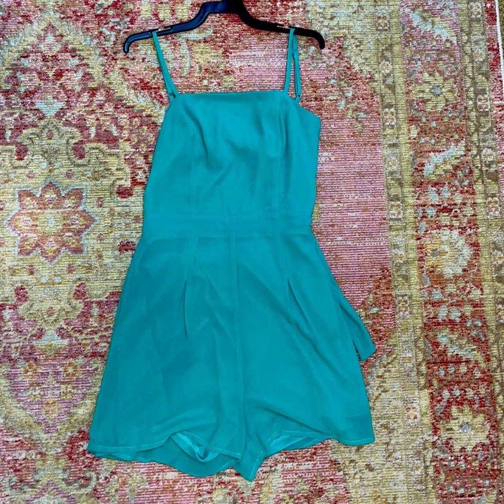 pink lily teal romper